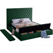 Bliss Velvet Green King Storage Platform Bed - bellafurnituretv