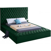 Bliss Velvet Green Full Storage Platform Bed - bellafurnituretv