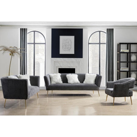 Monroe Textured Velvet Gray Loveseat - bellafurnituretv