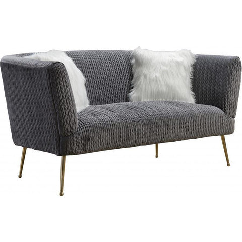 Monroe Textured Velvet Gray Loveseat - bellafurnituretv