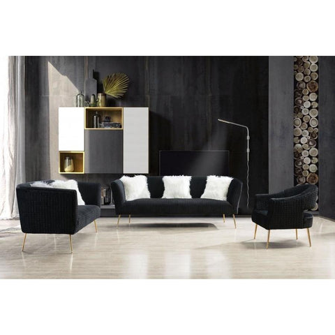 Monroe Textured Velvet Black Chair - bellafurnituretv