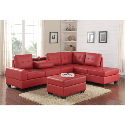 [HOT DEAL] Heights Red Faux Leather Reversible Sectional with Storage Ottoman - bellafurnituretv