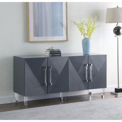 Anastasia Gray Lacquer Sideboard Buffet - bellafurnituretv