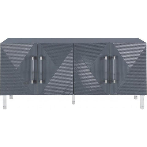 Anastasia Gray Lacquer Sideboard Buffet - bellafurnituretv