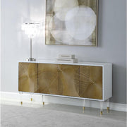 Bellissimo White Lacquer/Gold Sideboard Buffet - bellafurnituretv