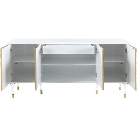 Bellissimo White Lacquer/Gold Sideboard Buffet - bellafurnituretv