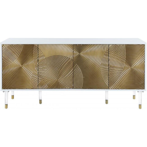 Bellissimo White Lacquer/Gold Sideboard Buffet - bellafurnituretv