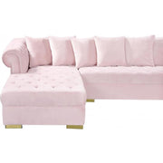 Presley Velvet Pink Double Chaise Sectional - bellafurnituretv