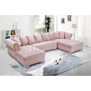 Presley Velvet Pink Double Chaise Sectional - bellafurnituretv