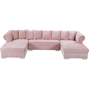 Presley Velvet Pink Double Chaise Sectional - bellafurnituretv