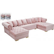 Presley Velvet Pink Double Chaise Sectional - bellafurnituretv