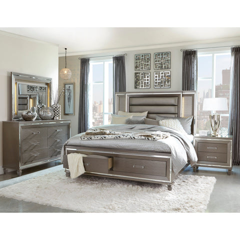 Tamsin Metallic Silver/Gray LED Storage Platform Bedroom Set - bellafurnituretv