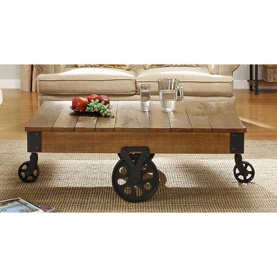 Factory Rustic Brown Cocktail Table - bellafurnituretv
