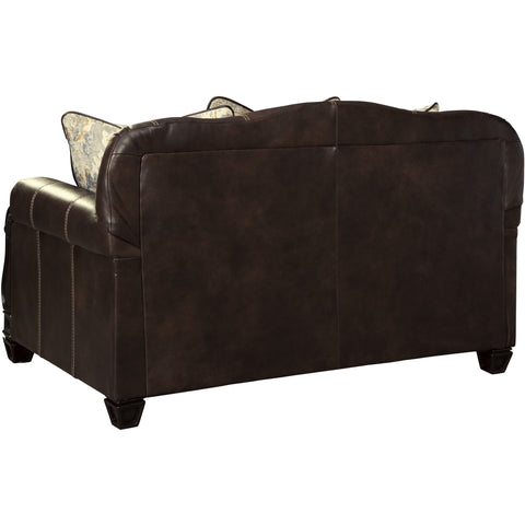 Embrook Chocolate Leather Loveseat - bellafurnituretv