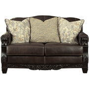 Embrook Chocolate Leather Loveseat - bellafurnituretv