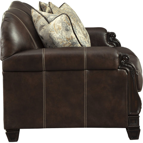 Embrook Chocolate Leather Loveseat - bellafurnituretv