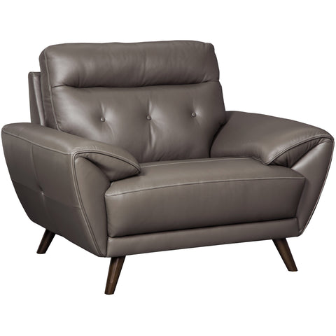 Sissoko Gray Leather Chair - bellafurnituretv