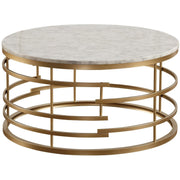 Brassica Gold Faux Marble-Top Round Cocktail Table - bellafurnituretv