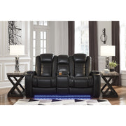 Party Time Midnight LED Power Reclining Loveseat with Adjustable Headrest - bellafurnituretv