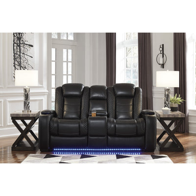 Party Time Midnight LED Power Reclining Loveseat with Adjustable Headrest - bellafurnituretv