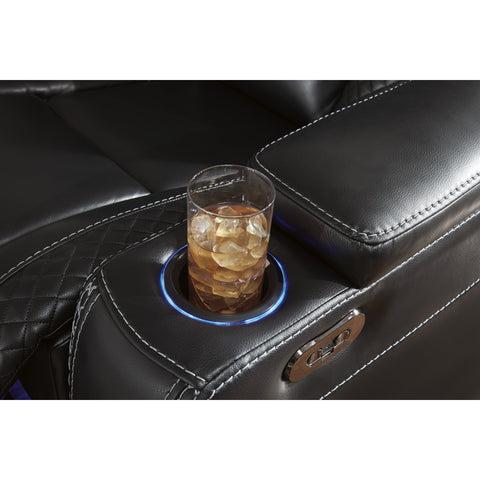 Party Time Midnight LED Power Reclining Loveseat with Adjustable Headrest - bellafurnituretv