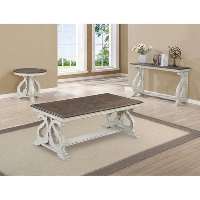 Clementine White/Brown Coffee Table - bellafurnituretv