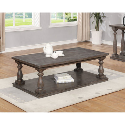 Regent Grayish Brown Coffee Table with Casters - bellafurnituretv