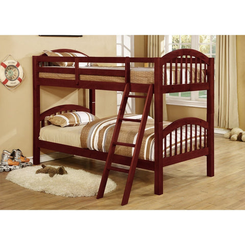 [SPECIAL] Ryder Cherry Twin over Twin Bunk Bed - bellafurnituretv