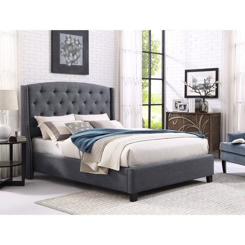 Eva Gray Upholstered King Bed - bellafurnituretv