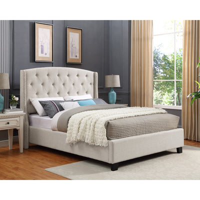 Eva Ivory Upholstered Queen Bed - bellafurnituretv