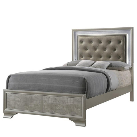 Lyssa Champagne Full Panel Bed - bellafurnituretv