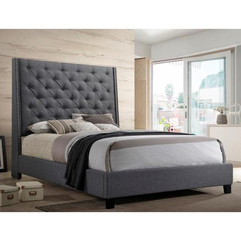 Chantilly Gray Upholstered King Bed - bellafurnituretv
