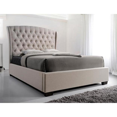 Kaitlyn Beige Upholstered King Platform Bed - bellafurnituretv