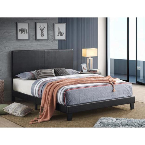 Yates Black Faux Leather Queen Platform Bed - bellafurnituretv