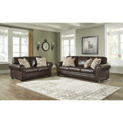 Roleson Walnut Leather Sofa - bellafurnituretv