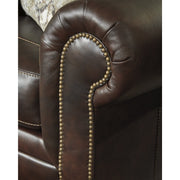 Roleson Walnut Leather Loveseat - bellafurnituretv