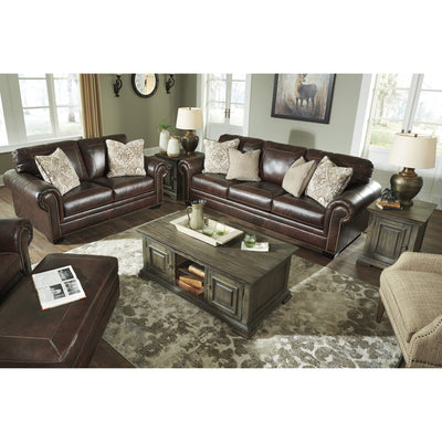 Roleson Walnut Leather Living Room Set - bellafurnituretv