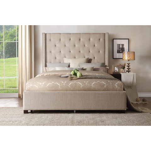 Fairborn Beige Queen Platform Bed with Storage Footboard - bellafurnituretv