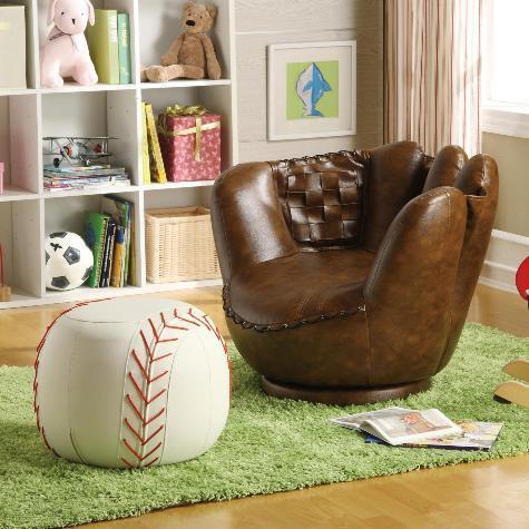 Baseball Glove Chair & Ottoman - bellafurnituretv