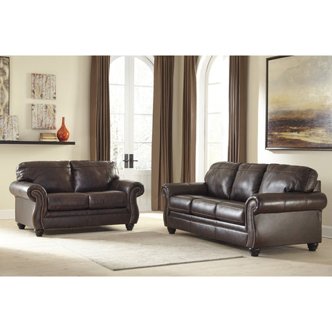 Bristan Walnut Leather Living Room Set - bellafurnituretv