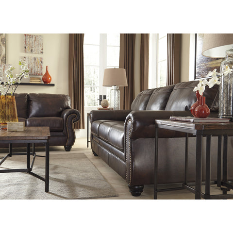 Bristan Walnut Leather Living Room Set - bellafurnituretv
