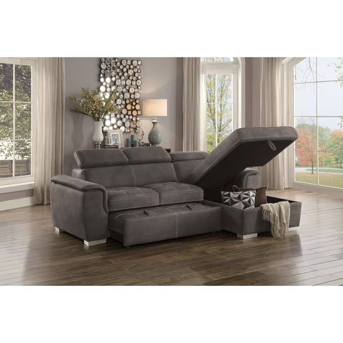 Ferriday Taupe Storage Sleeper Sectional - bellafurnituretv