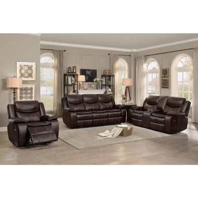 Bastrop Brown Leather Gel Reclining Living Room Set - bellafurnituretv