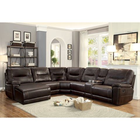Columbus Brown Reclining LAF Chaise Sectional - bellafurnituretv