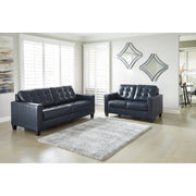 Altonbury Blue Leather Loveseat - bellafurnituretv