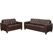 Altonbury Walnut Leather Living Room Set - bellafurnituretv
