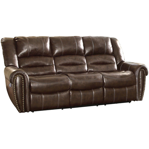 Center Hill Brown Bonded Leather Reclining Sofa - bellafurnituretv