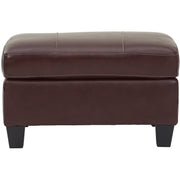 Fortney Mahogany Leather Ottoman - bellafurnituretv