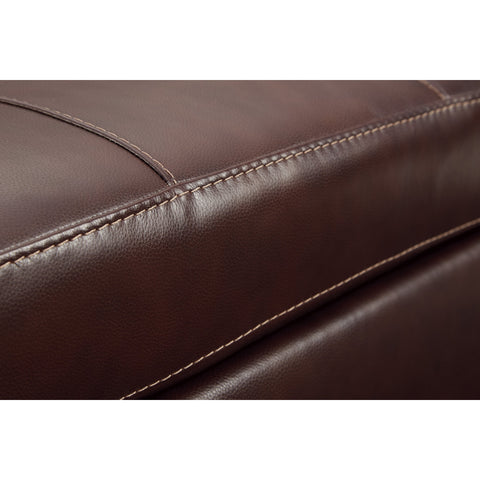 Fortney Mahogany Leather Ottoman - bellafurnituretv