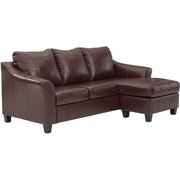 Fortney Mahogany Leather Sofa Chaise - bellafurnituretv